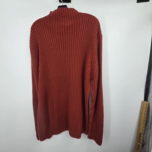Vintage Y2K Fisherman Mock Neck Sweater Mens XL Tall Rust Cotton Ribbed Classic - Picture 8 of 9